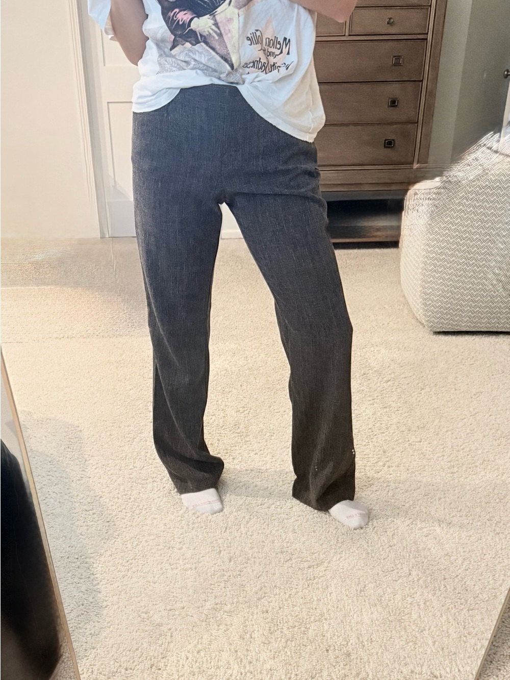 BCX Women's Wide-Leg Pants in Dark Charcoal